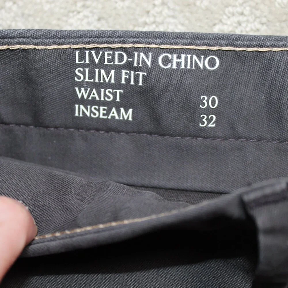 NWT Banana Republic 30x32 Dark Grey Lived-In Chino Slim Fit Pants
